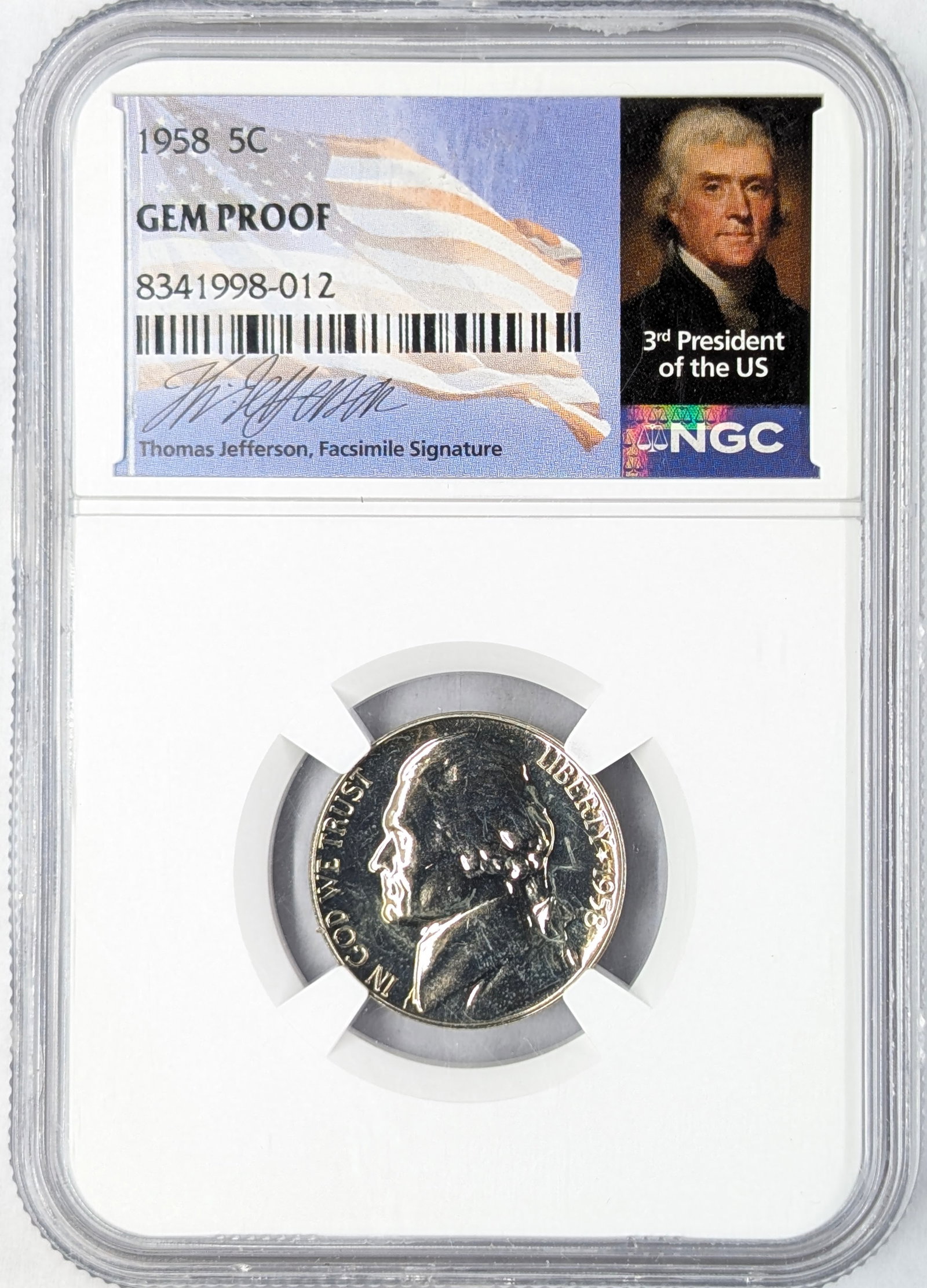 1958 NGC GEM Proof Jefferson Nickel: _