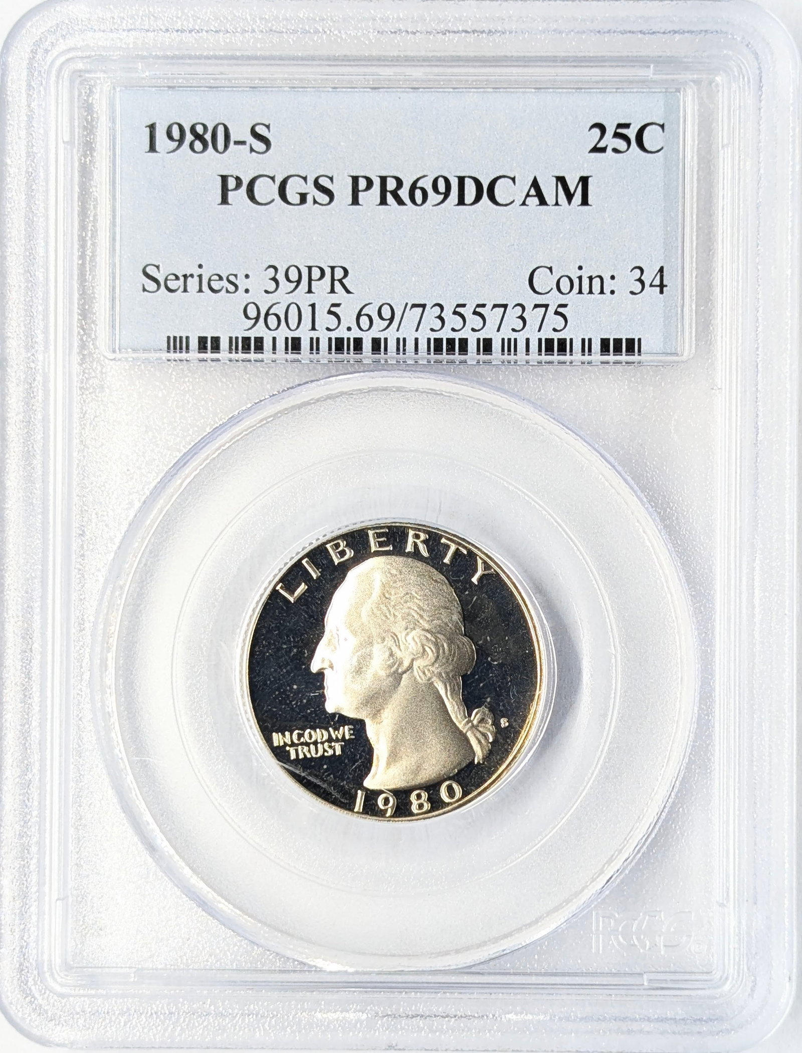 1980-S PCGS Proof 69 DCAM Washington Quarter: _
