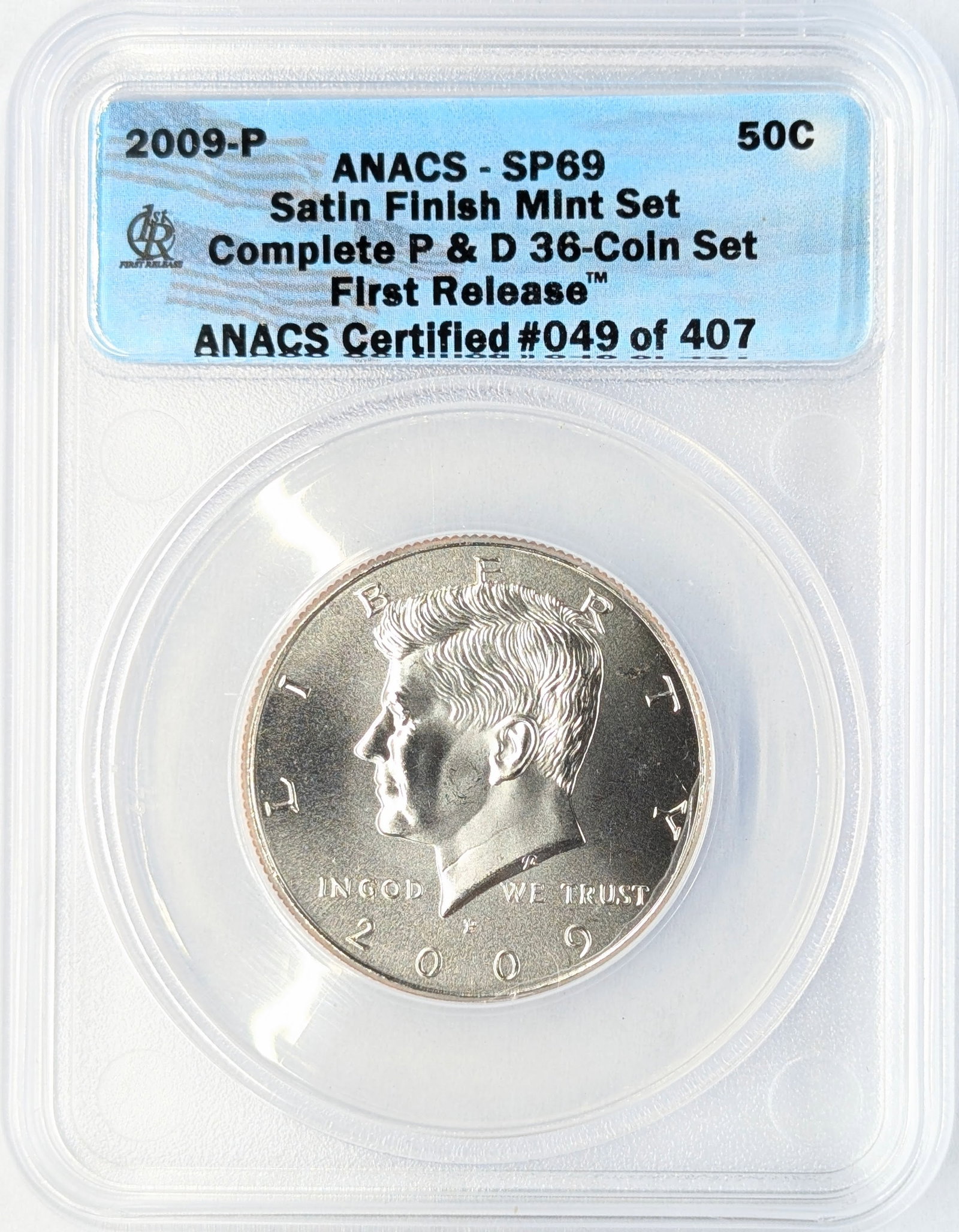 2009-P ANACS JFK Half Dollar - Satin Finish, First Release!: _