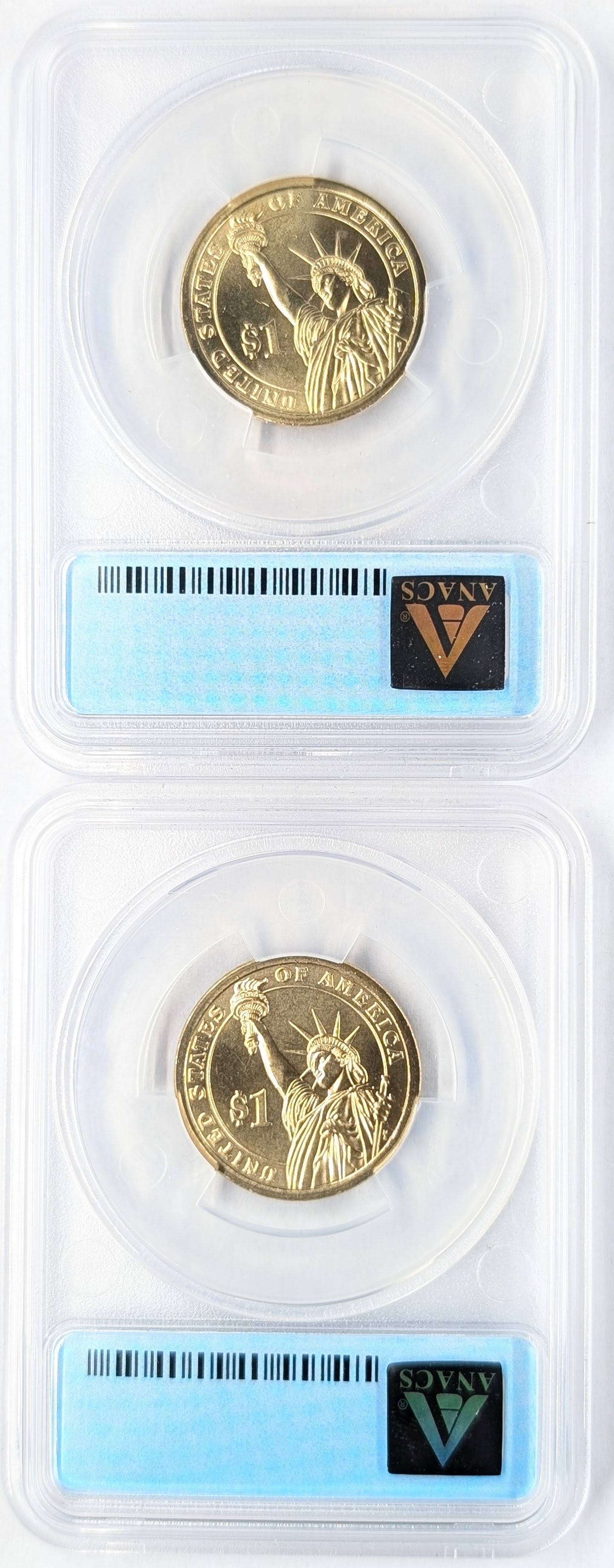Lot of 2 ANACS SP69 Presidential Dollars - 2009 -D Taylor and Tyler - 2