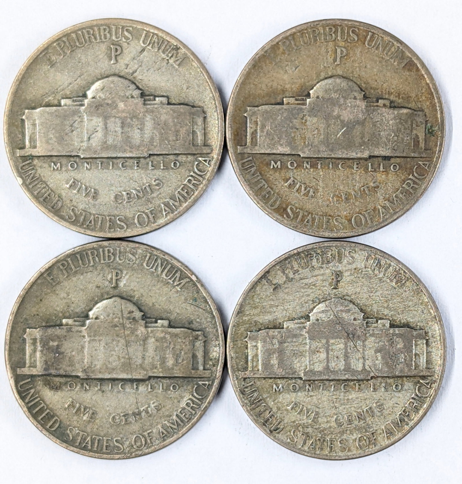 Lot of 4 Silver War Nickels 1942-1945 - 2
