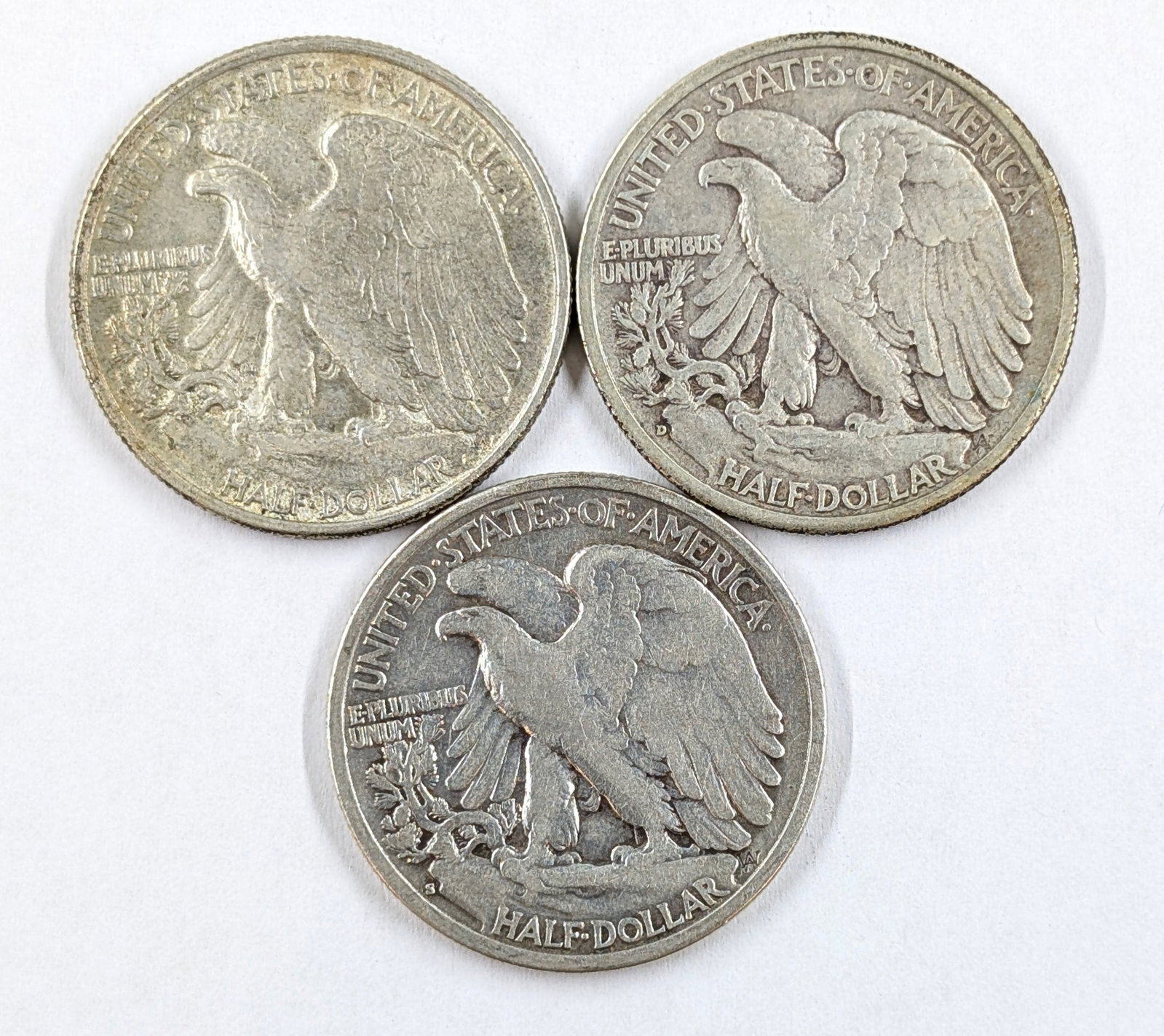 Lot of 3 Silver Walking Liberty Half Dollars 1943 1943-D & 1943-S - 2