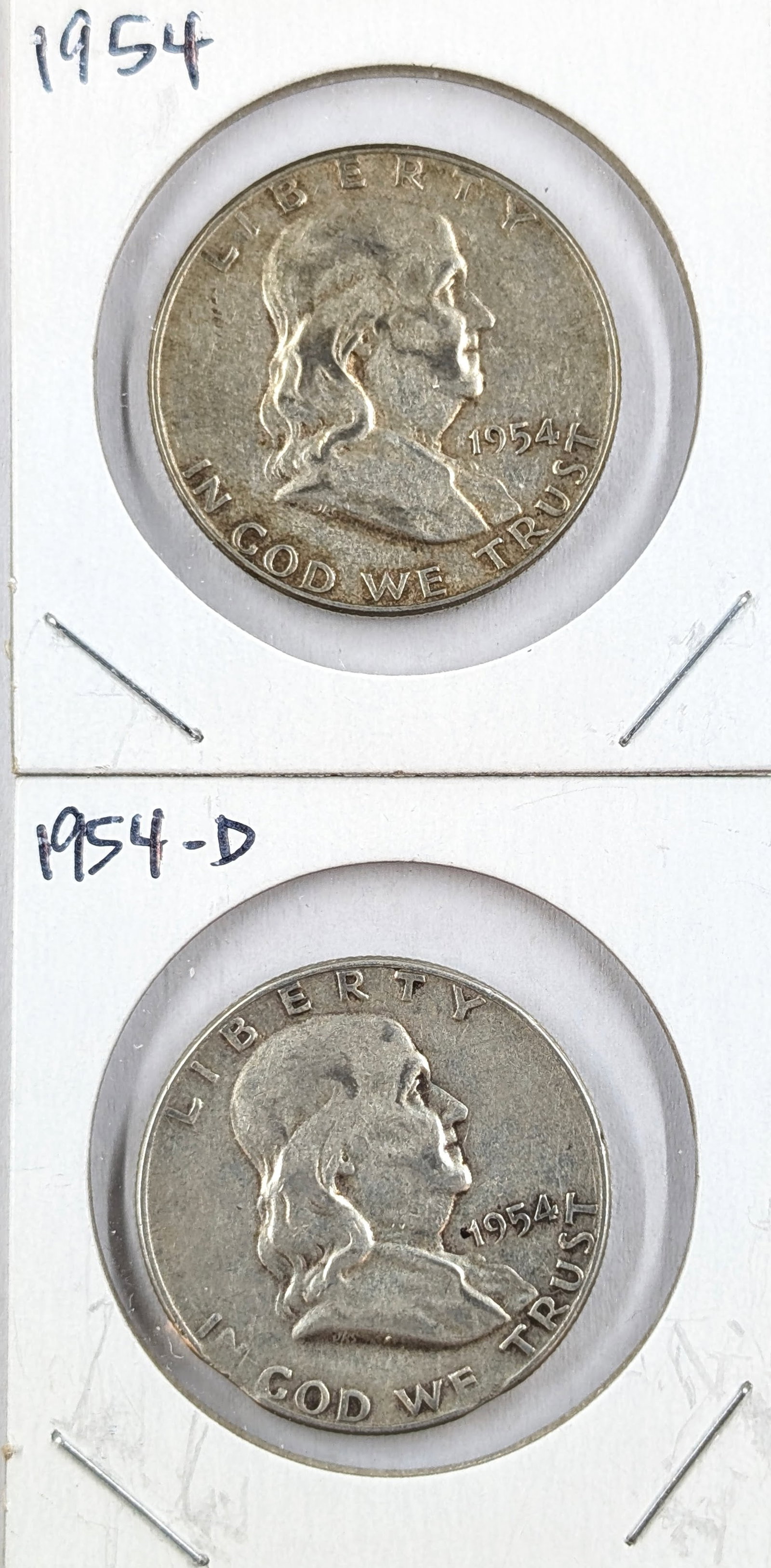 1954 and 1954-D Silver Franklin Half Dollar: _
