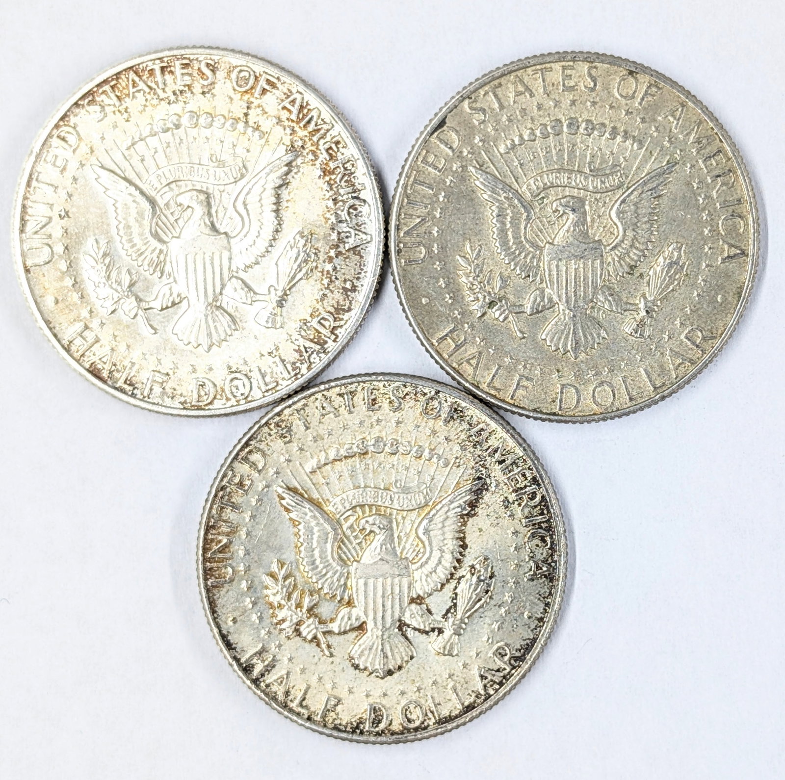 Lot of 3 JFK 40% Silver Half Dollars 1967 (2) & 1968 - 2