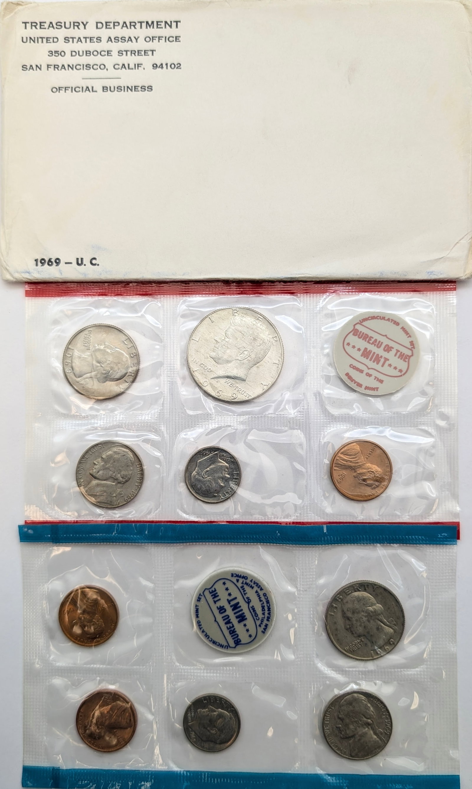 1969 US Uncirculated Coin Set with 40% Silver JFK: _