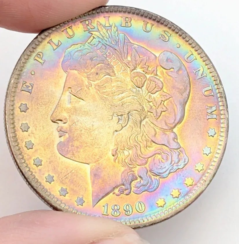 FEATURE - 1890 Silver Morgan Dollar- Incredible Toning - 3