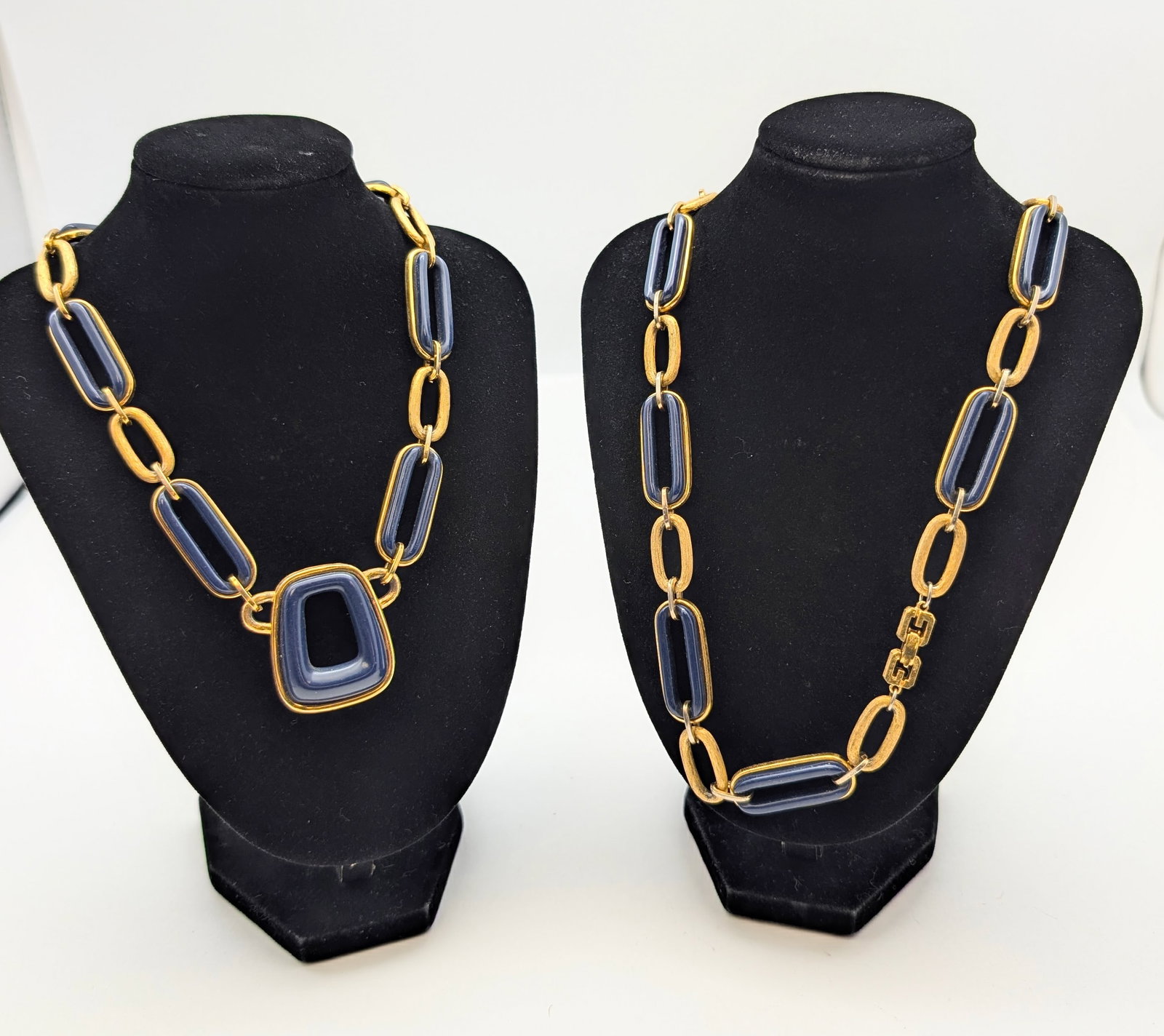 Lot of 2- Givenchy Blue Costume Necklaces: _