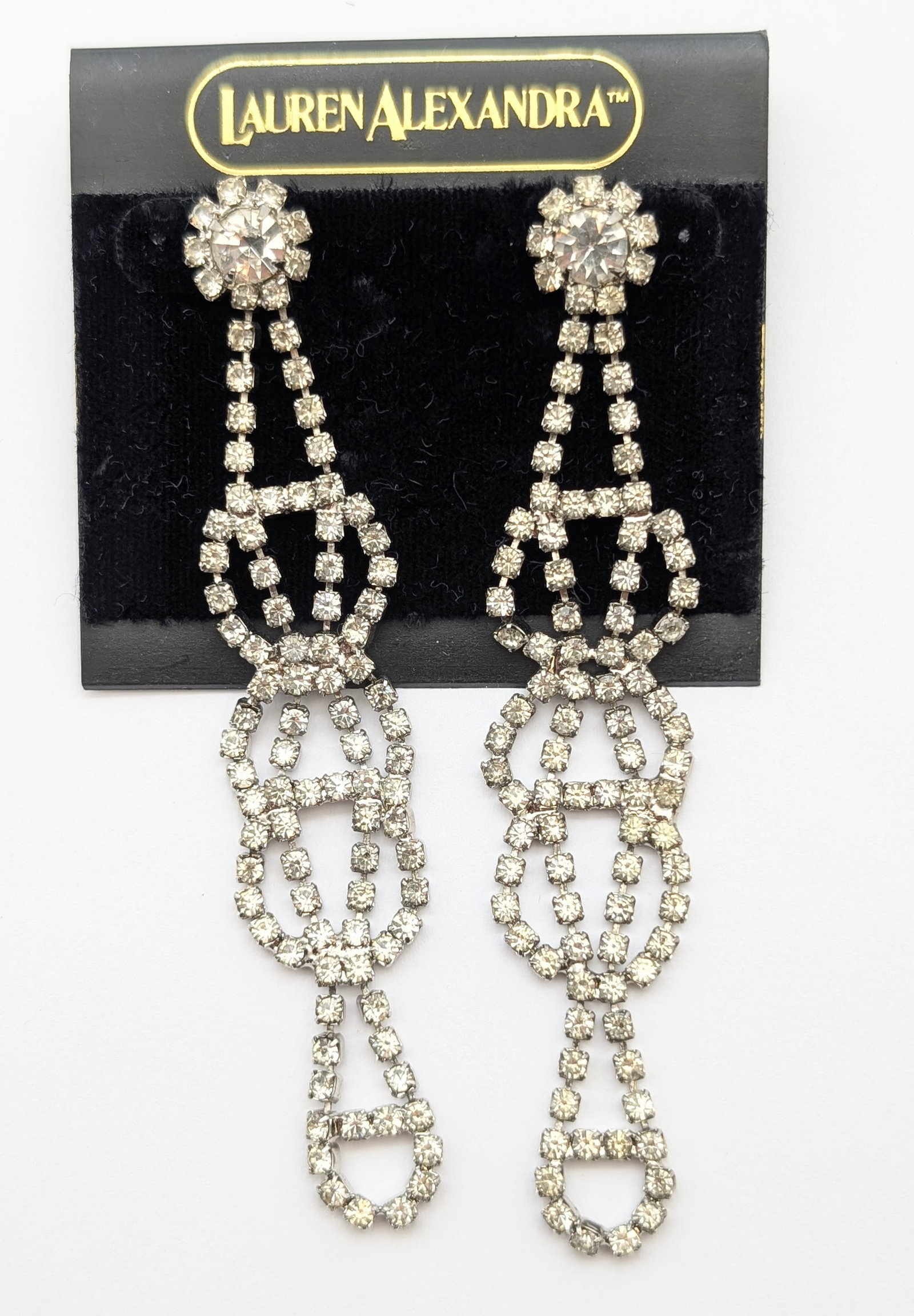 Capri and Lauren Alexander Rhinestone Vintage Earrings - New Old Stock - 3