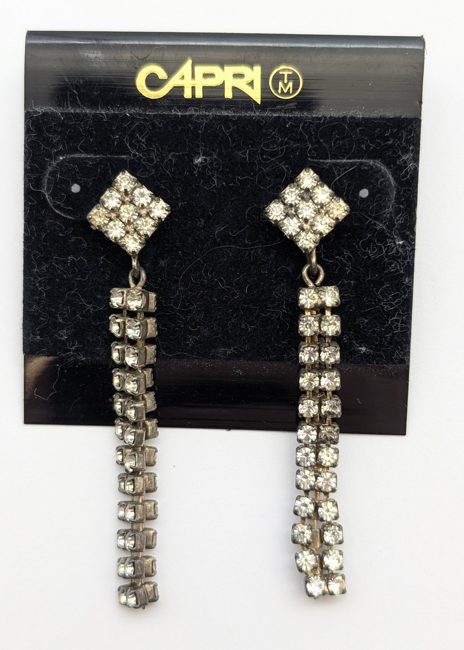 Capri and Lauren Alexander Rhinestone Vintage Earrings - New Old Stock - 4