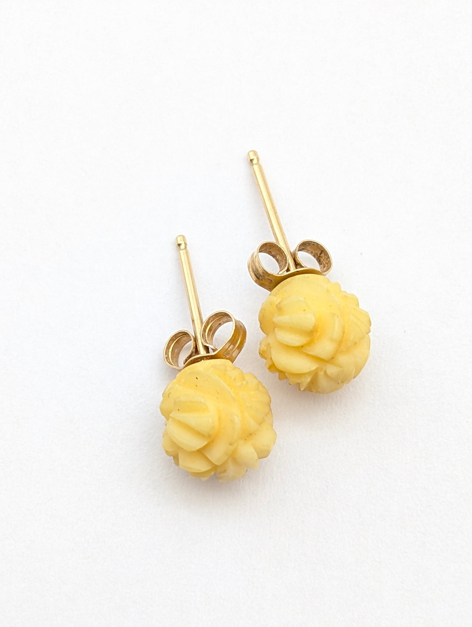 Vintage Bone Floral Studs with 14k Gold posts! - 2