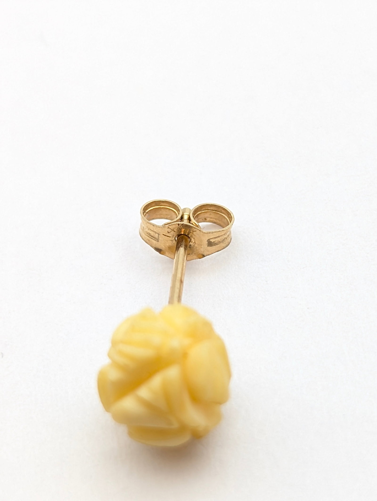 Vintage Bone Floral Studs with 14k Gold posts! - 3