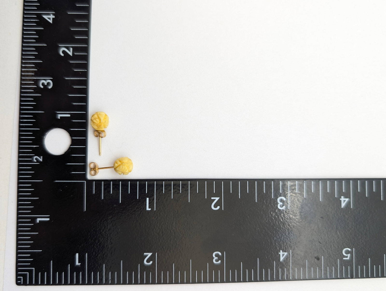 Vintage Bone Floral Studs with 14k Gold posts! - 4