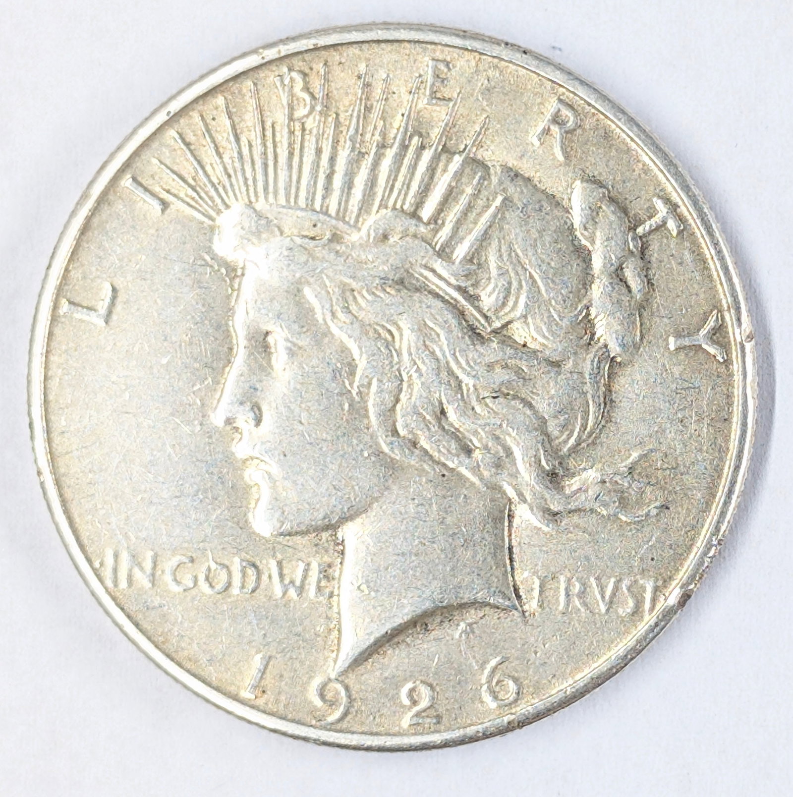 1926-S Silver Peace Dollar: Ding on rim