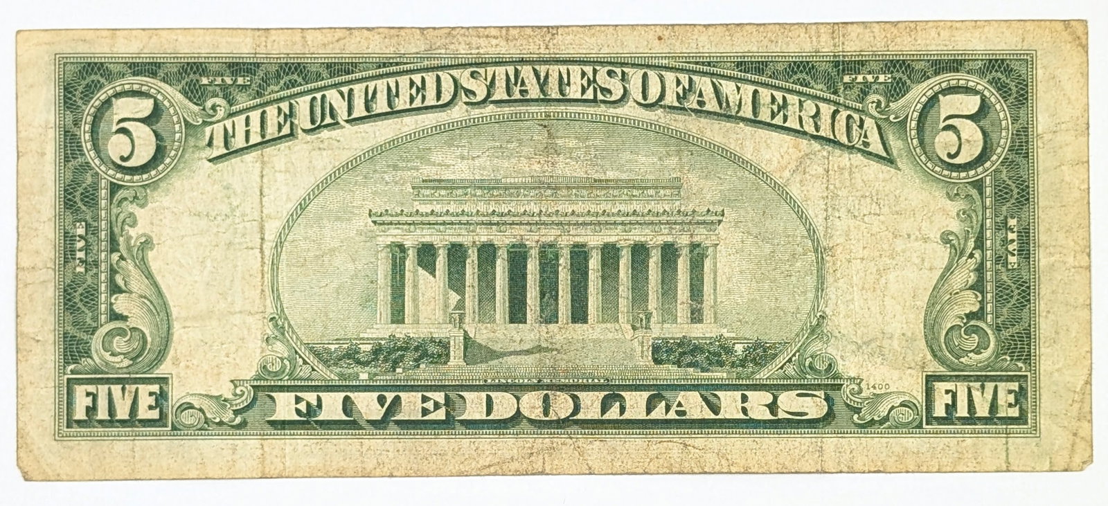 1934 A Series $5 Yellow Seal Silver Certificate - 2