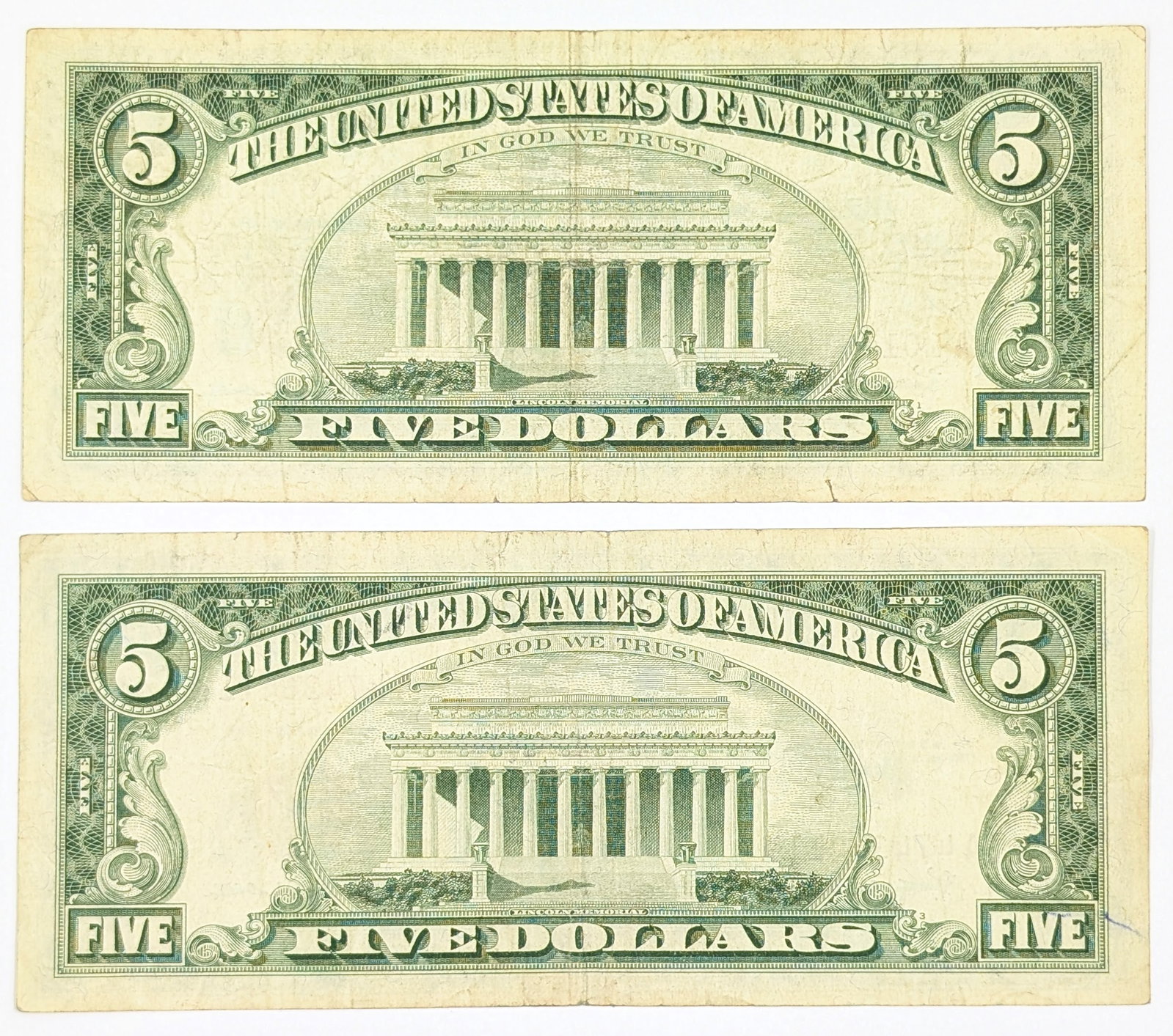 Lot of 2, 1963 $5 Red Seals - 2