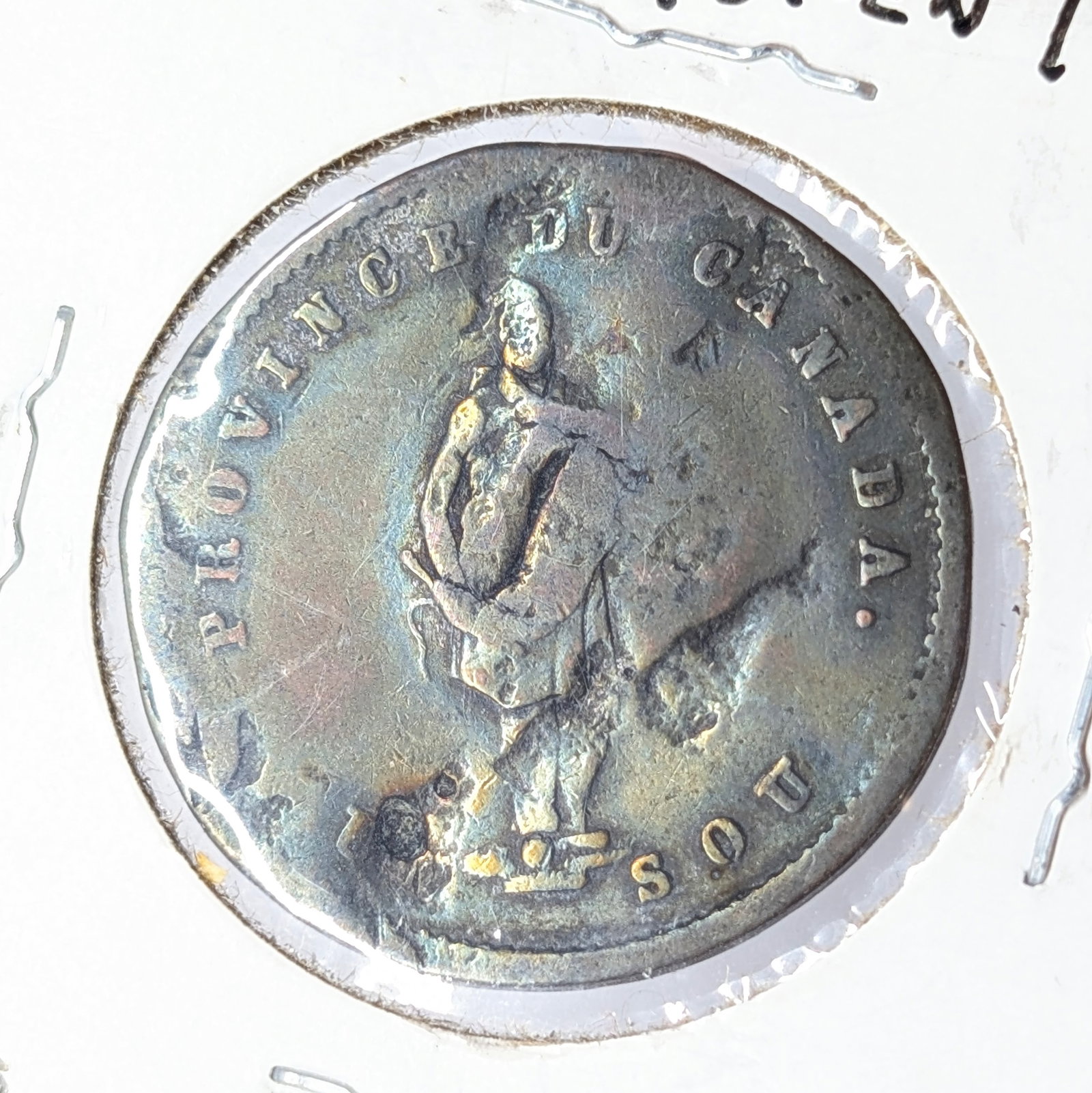 Toned and Counter Stamped 1852 Quebec Bank Token - 3