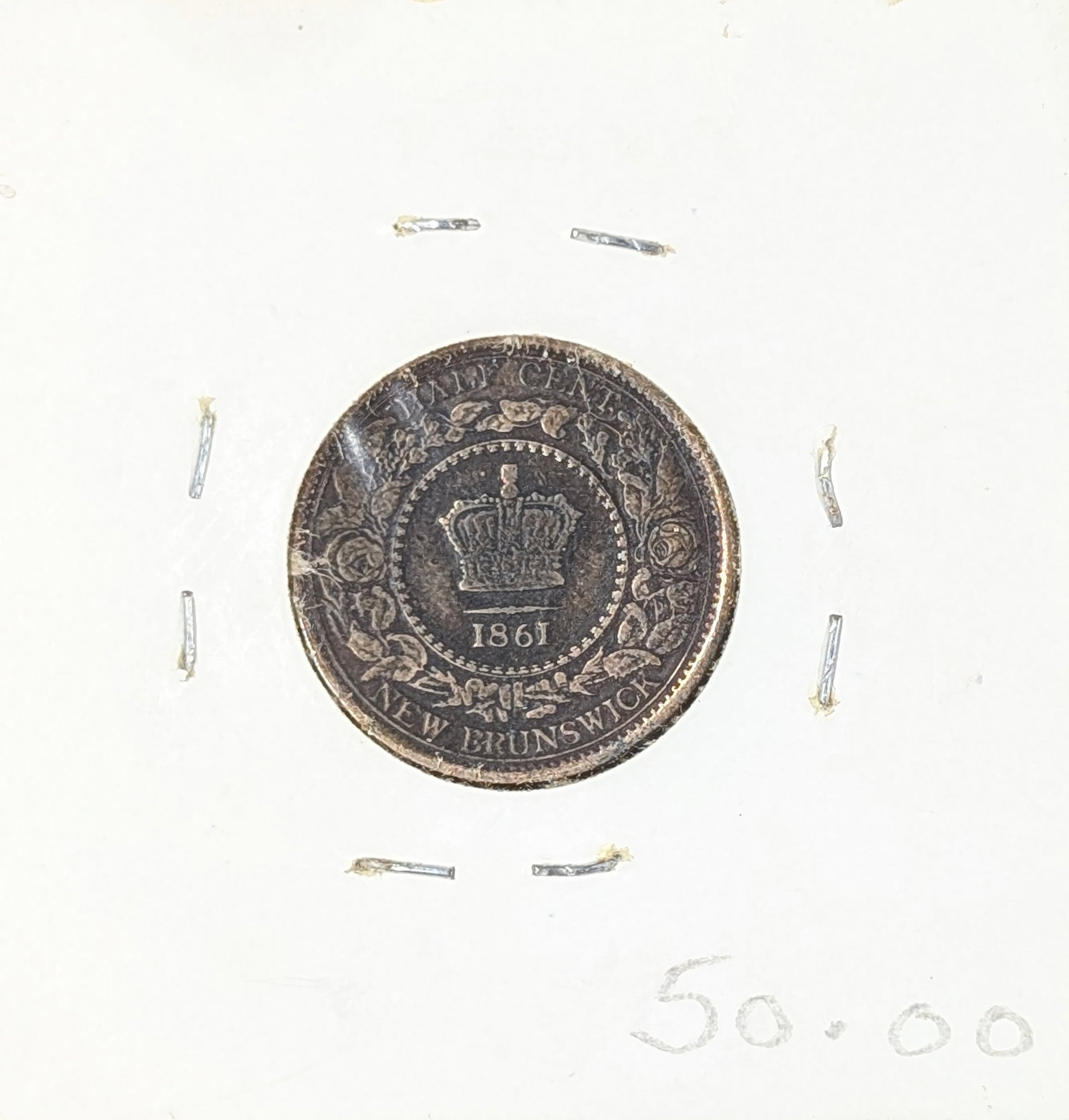 1861 Canadian New Brunswick one cent piece - 2