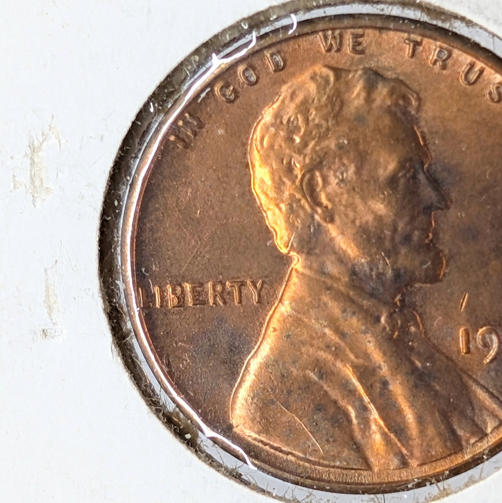 1957 Uncirculated Lincoln Cent - Filled B Error - 2