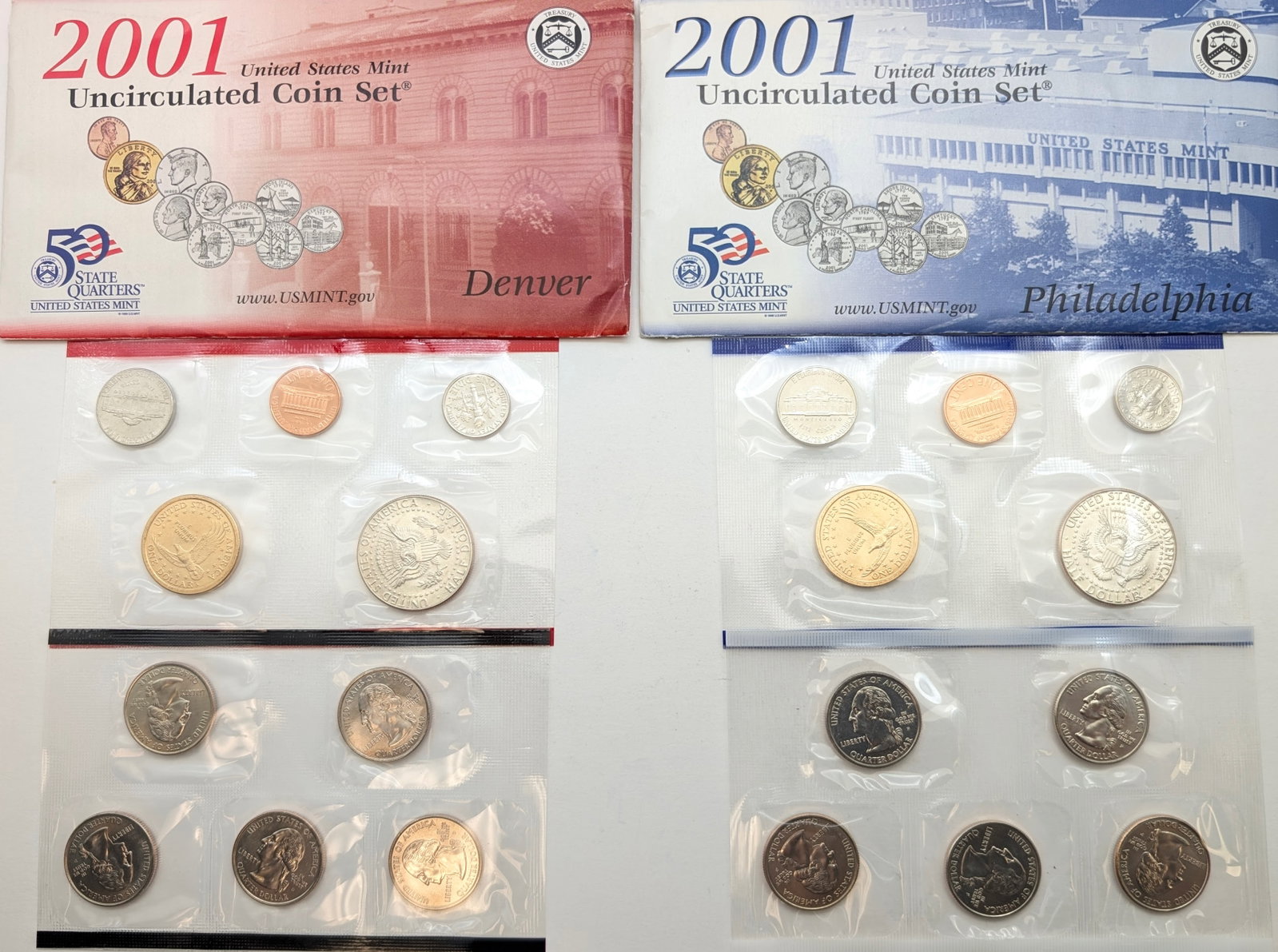 2001 P and D (2 sets) US Mint Uncirculated Coin Sets - 2