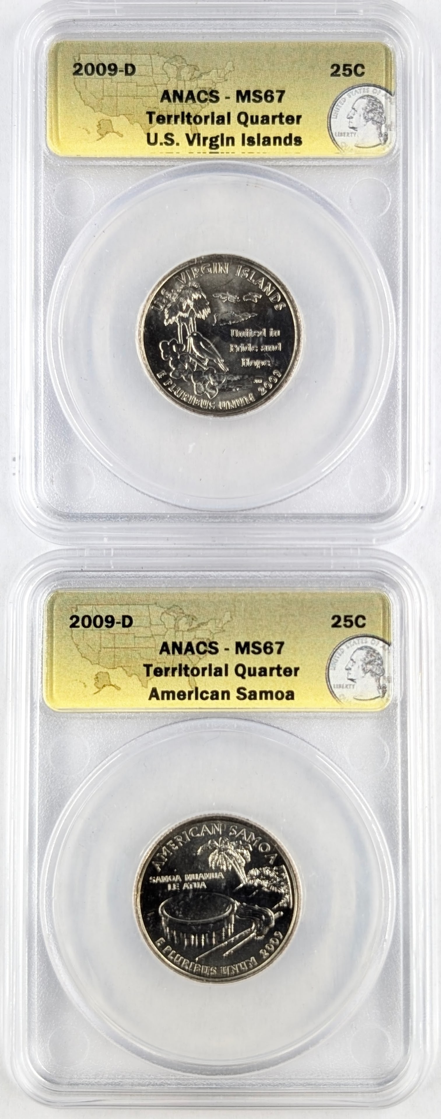 Lot of 2 Anacs 2009 Territorial Quarters: _