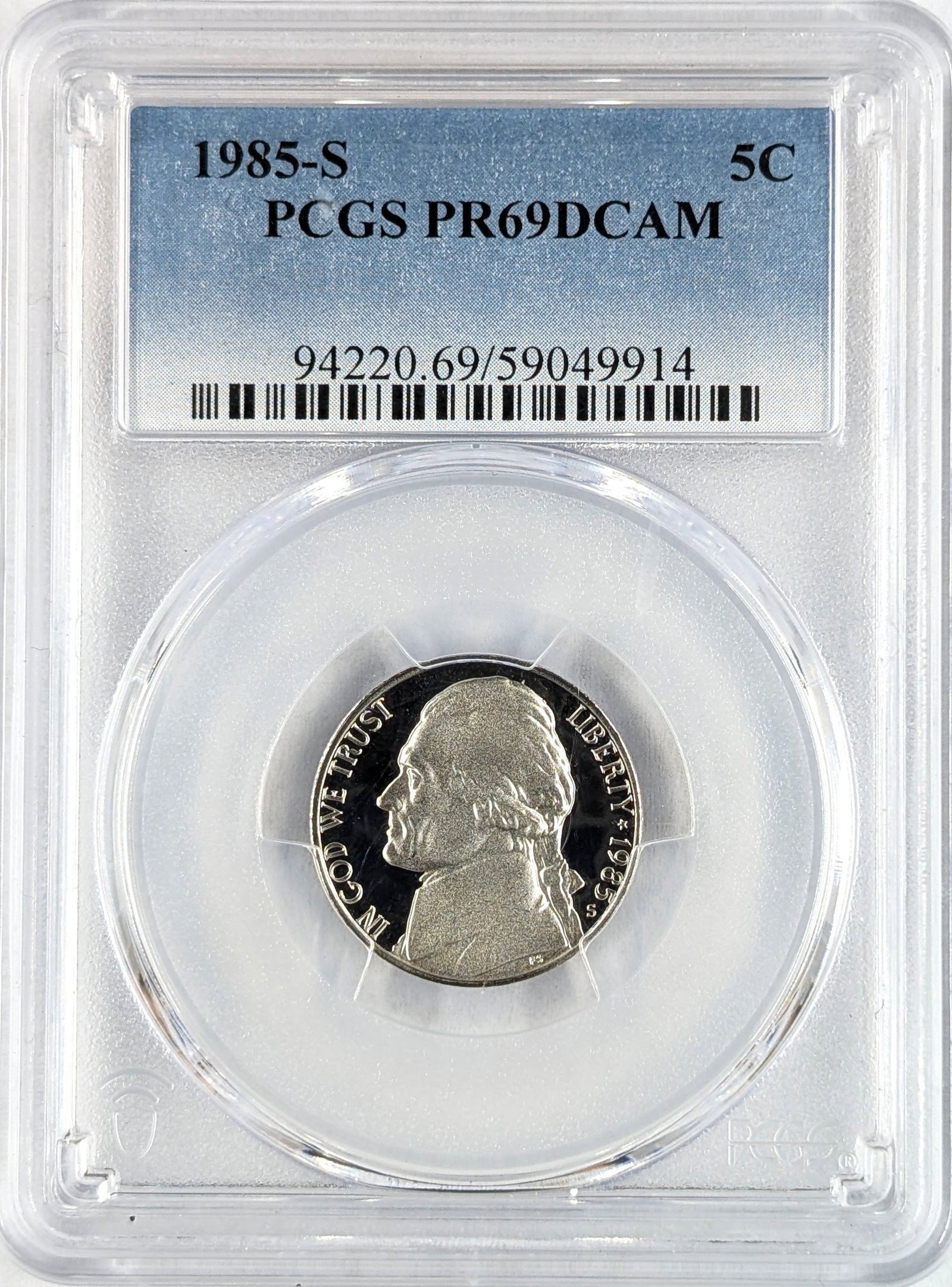 PCGS 1985-S PR69 DCAM Jefferson Nickel: _