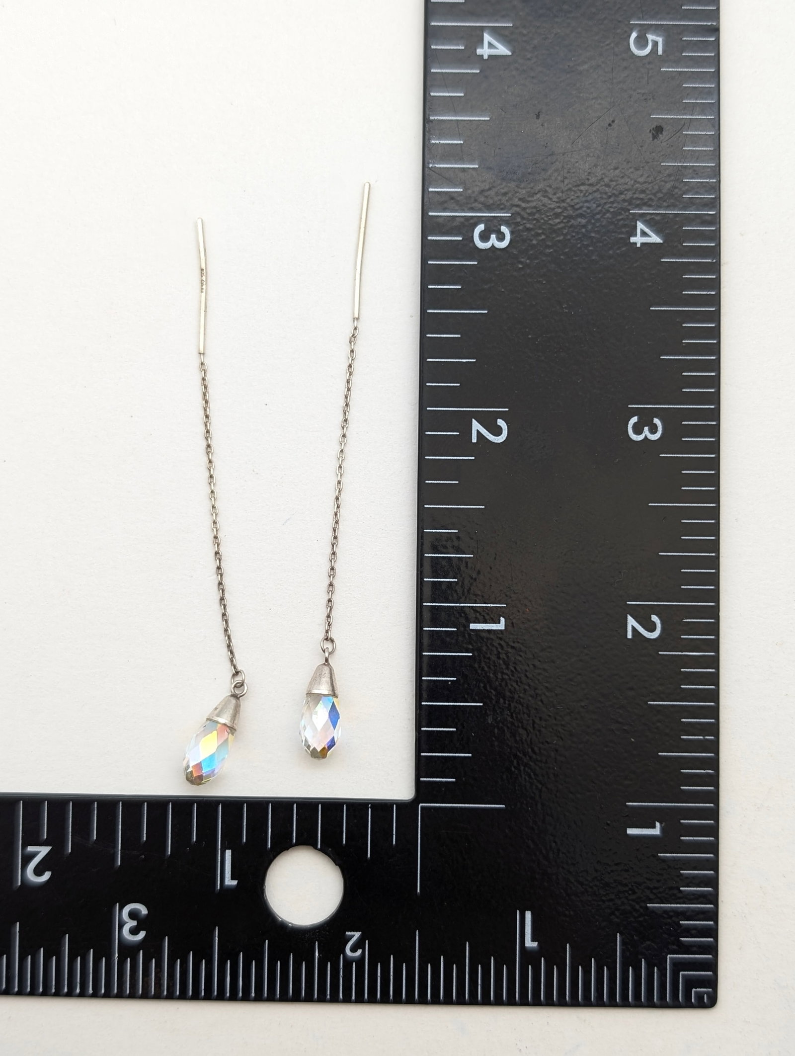 Timeless Sterling Silver Teardrop Crystal Threader Earrings - 4
