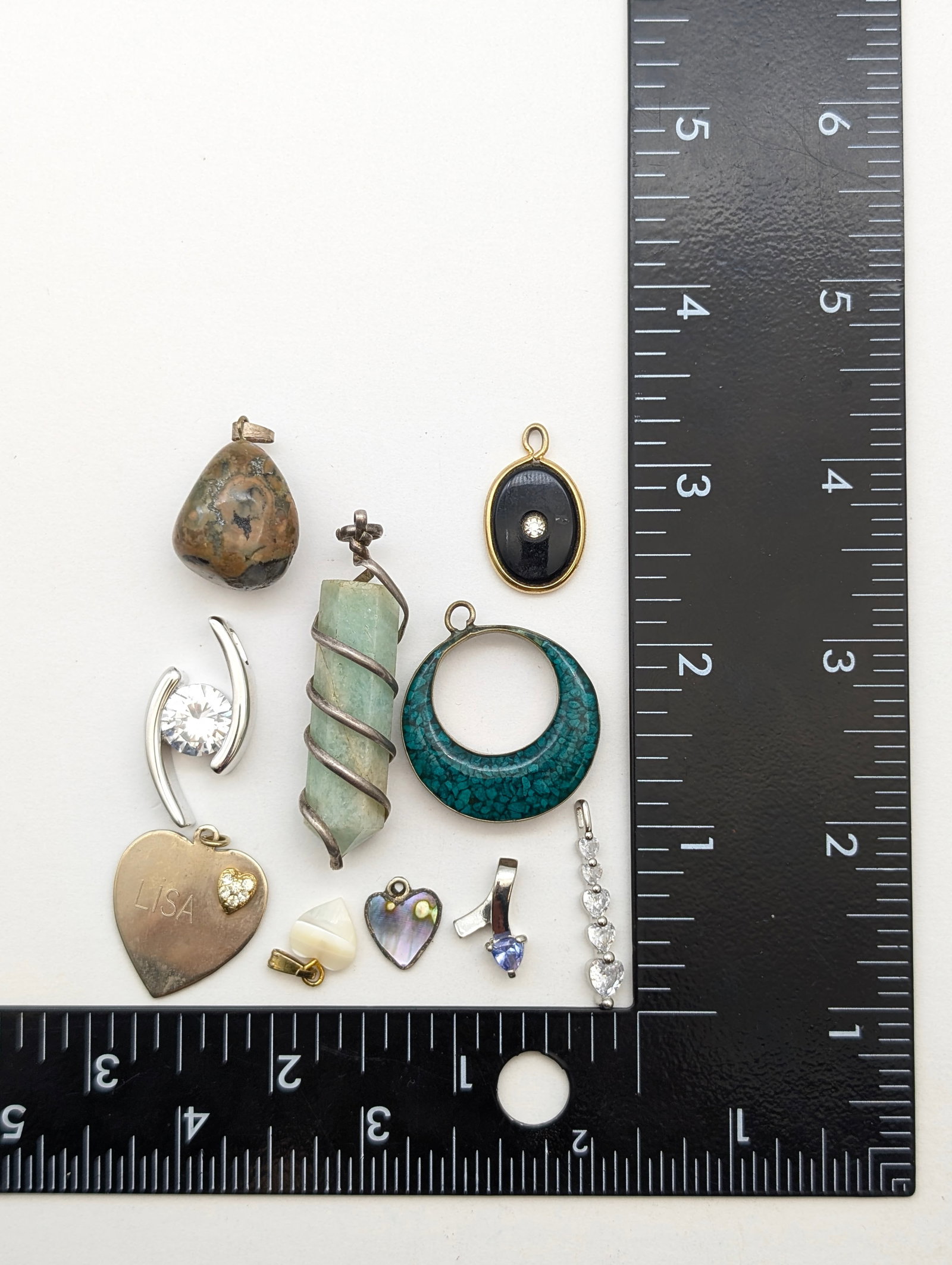 Lot of 10 Pendants- Hearts, Stones, Crystal, etc - 4