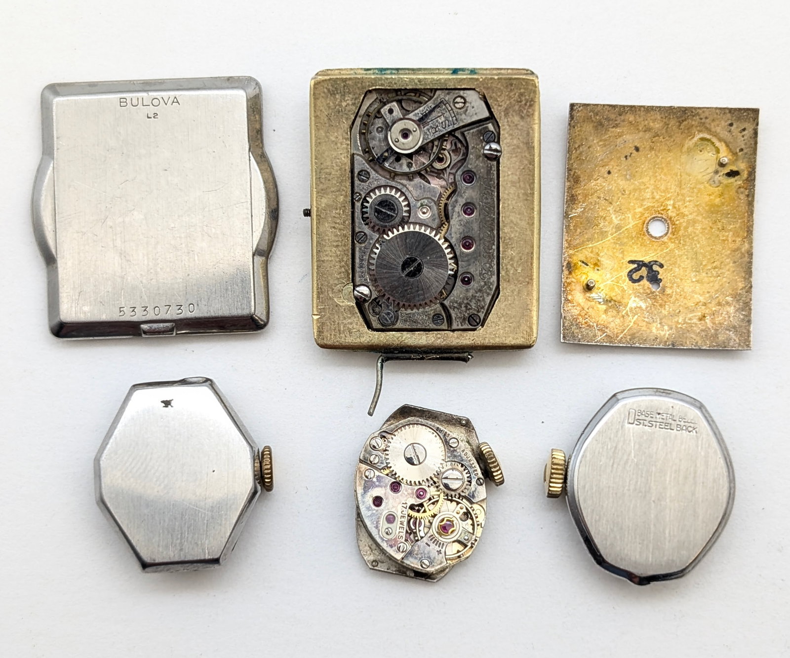 Lot of 6 Vintage Watch Faces & Cases- Parts Repair - 2