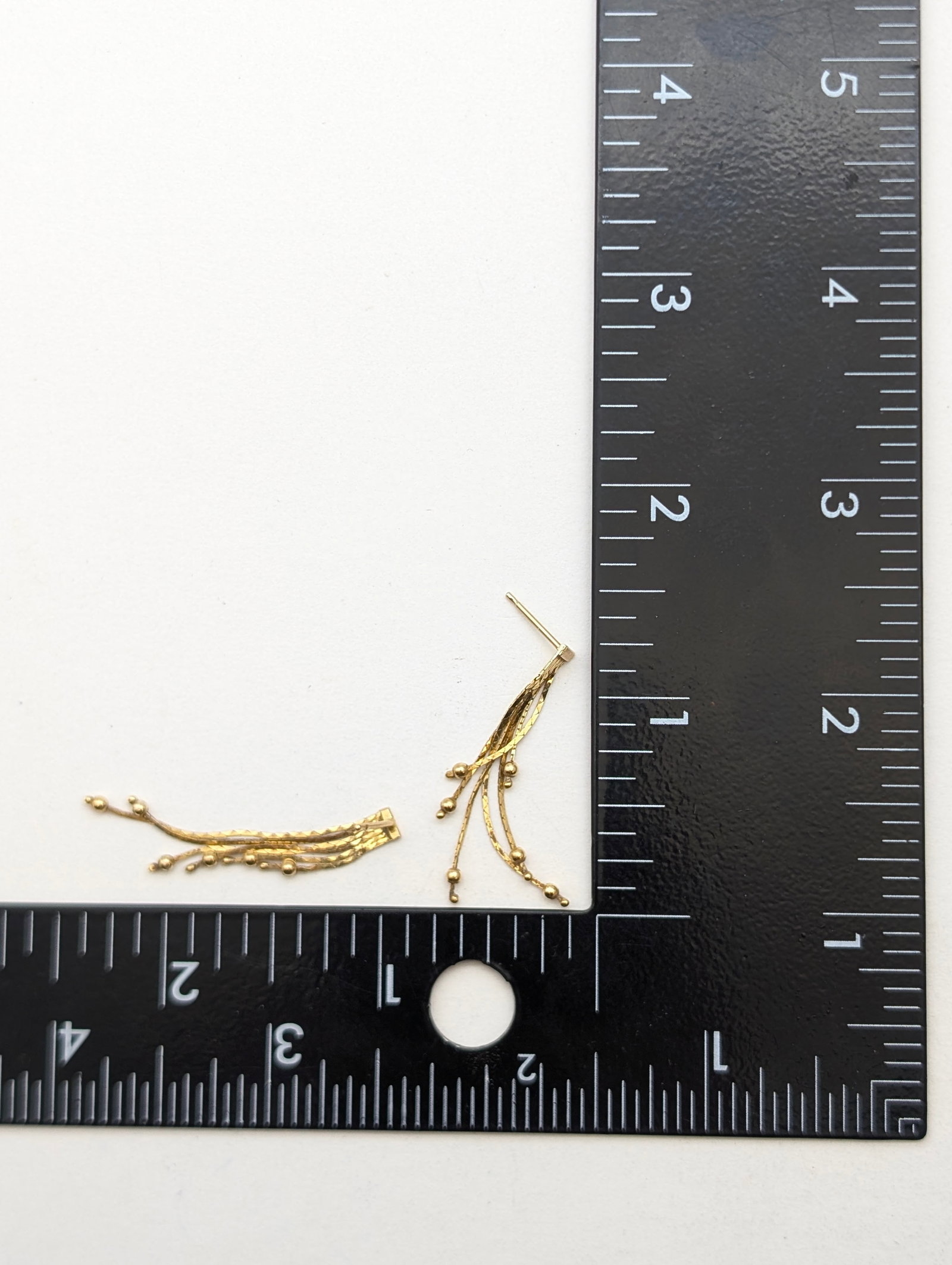 Elegant 14k Gold Multi-Strand Tassel Drop Earrings- 1.4g - 3