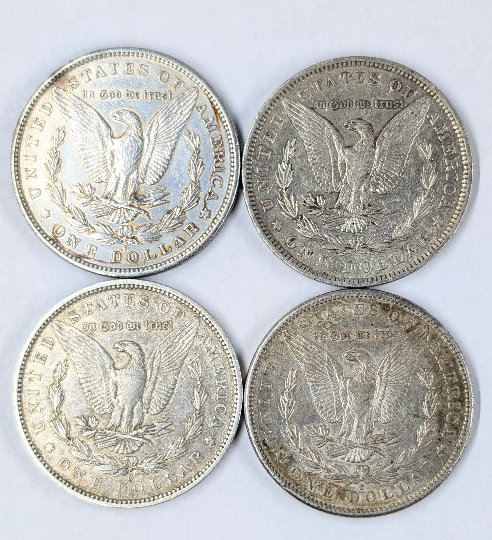 Lot of 4 Morgan Silver Dollars - 1879-S, 1883-O, 1891-O & 1897-S - 2