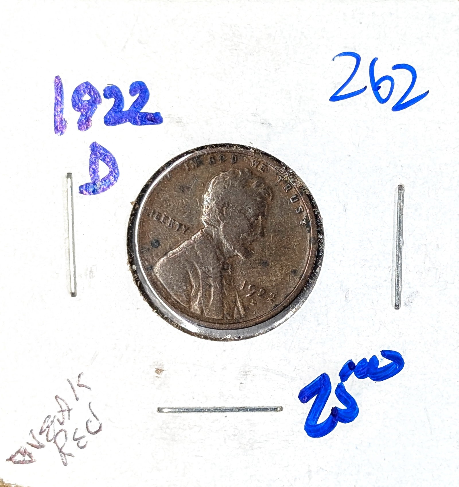 FEATURE 1922 Weak D Lincoln Wheat Cent: _