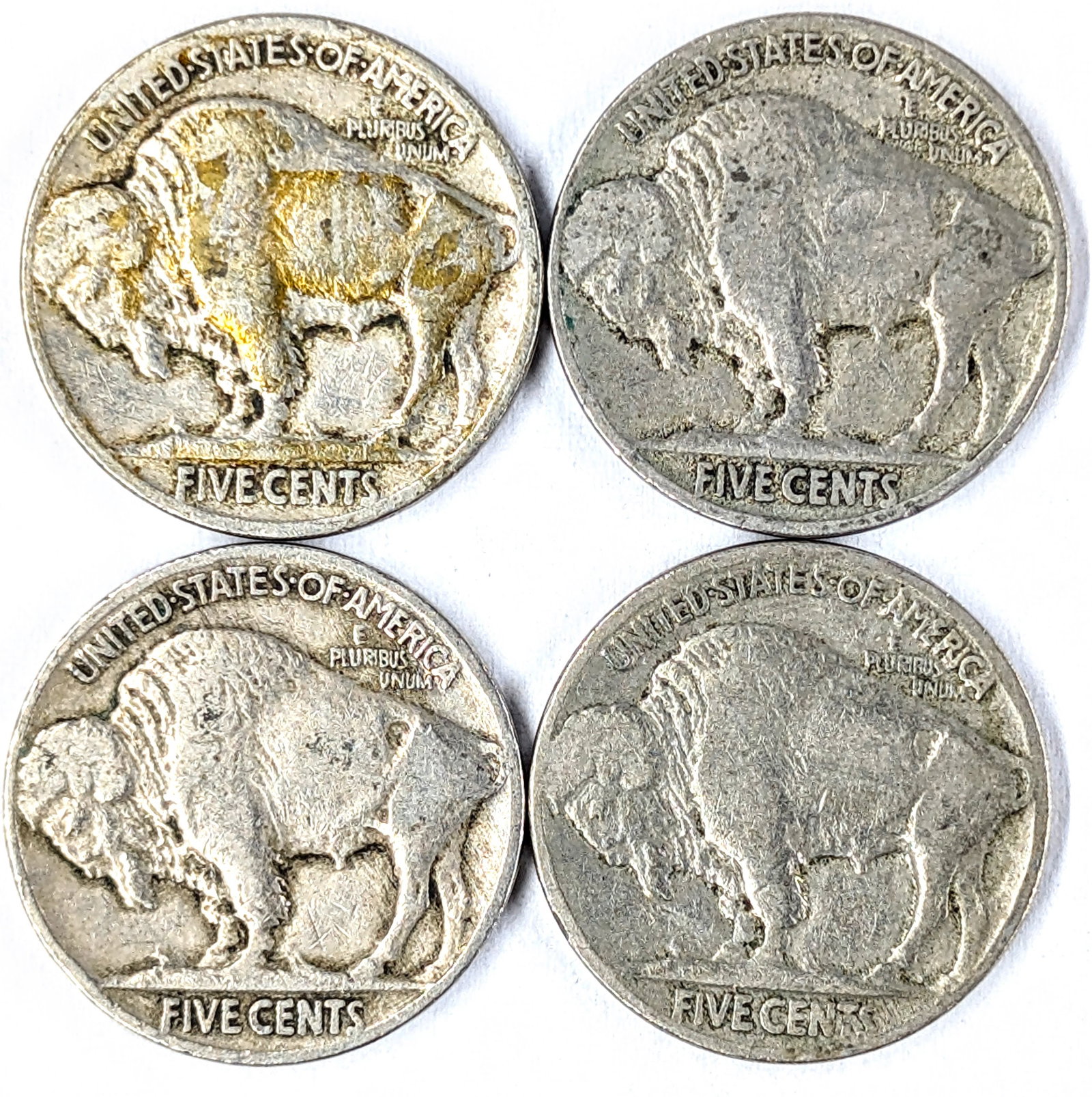 Lot of 4 1920's Buffalo Nickels - 2