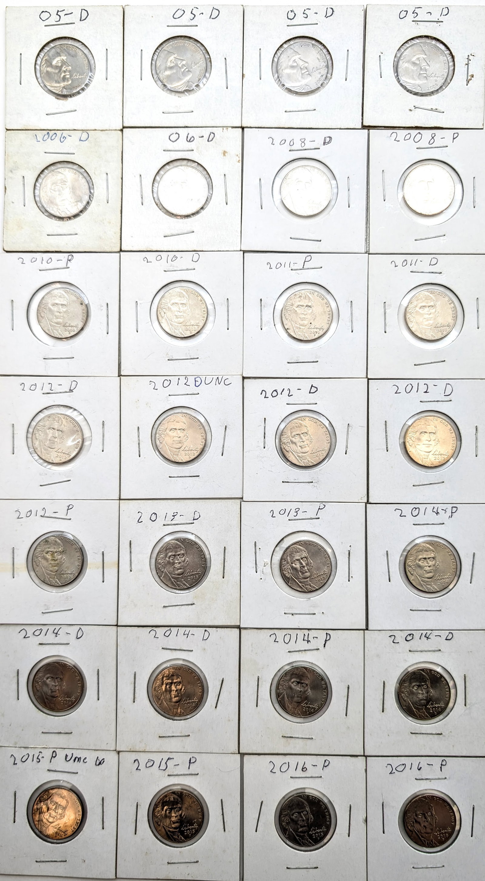 Large lot of Uncirculated Mid 2000's Nickels: Tons of Toners all uncirculated!