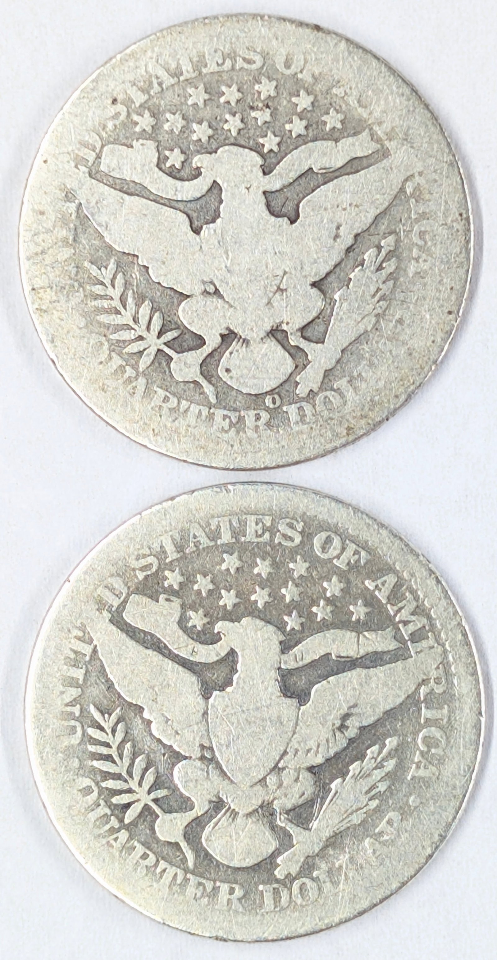 Lot of 2 Barber Quarters - 1908-O 1909 - 2