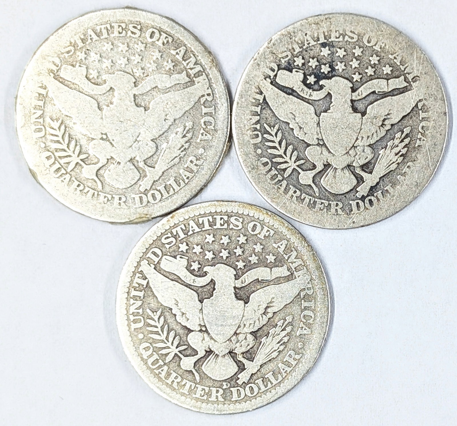Lot of 3 Barber Quarters - 1899 1903 & 1916-D - 2