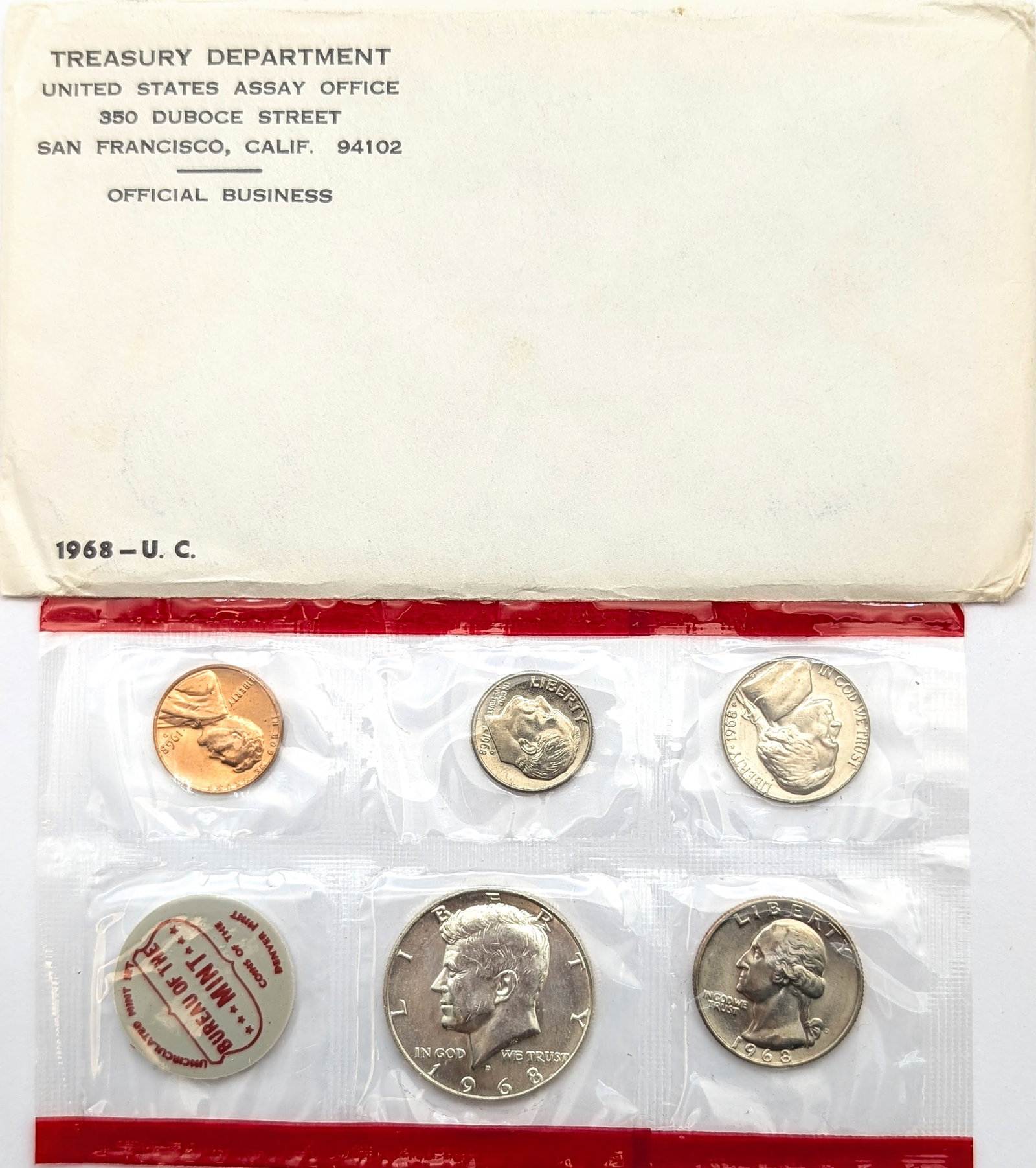 1968 US Mint Uncirculated Set w/ Silver JFK Half: _