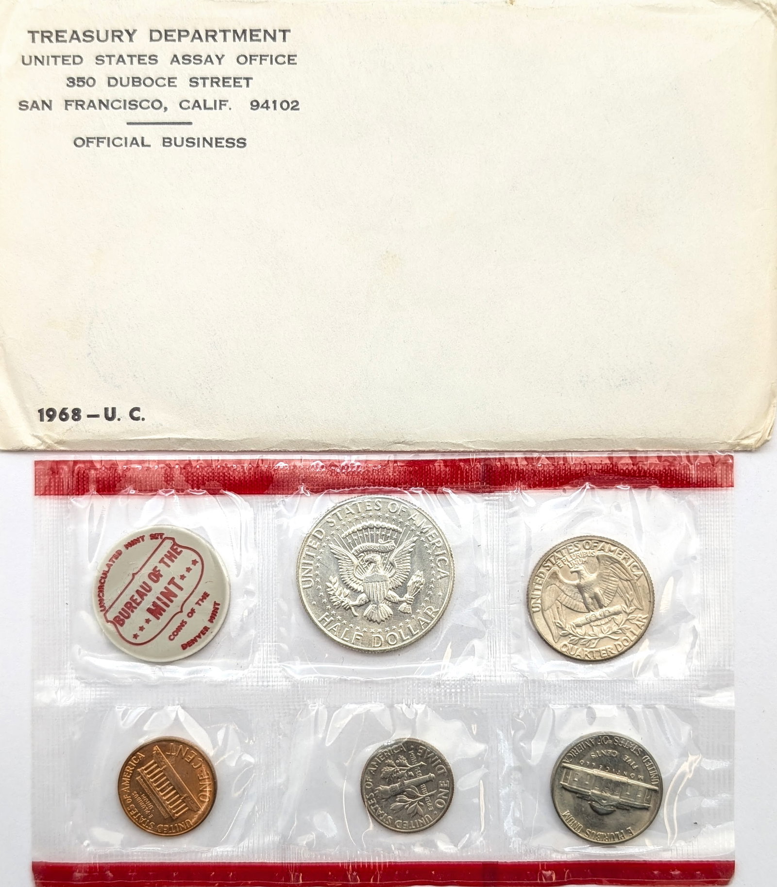 1968 US Mint Uncirculated Set w/ Silver JFK Half - 2