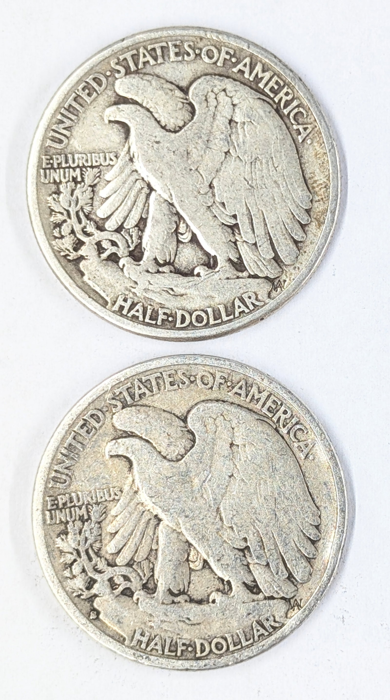 Lot of 2 Silver Walking Liberty Half Dollars - 1942 & 1943-S - 2