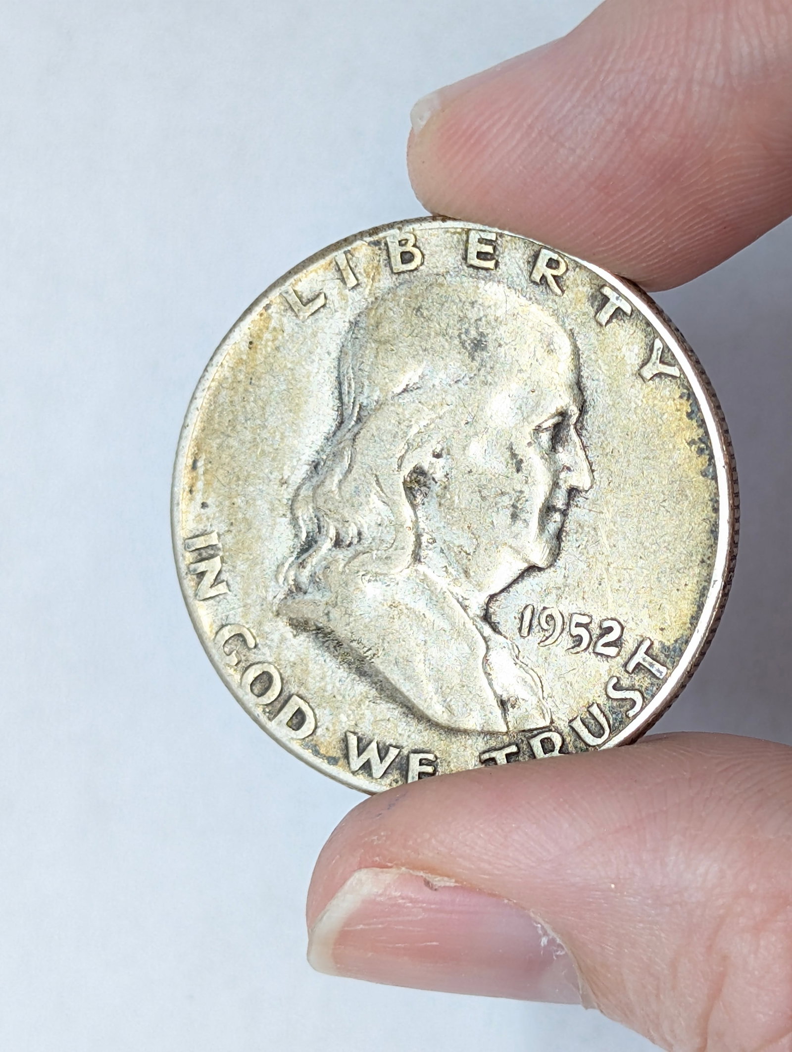 1952 Golden Toned Silver Franklin Half Dollar - 3