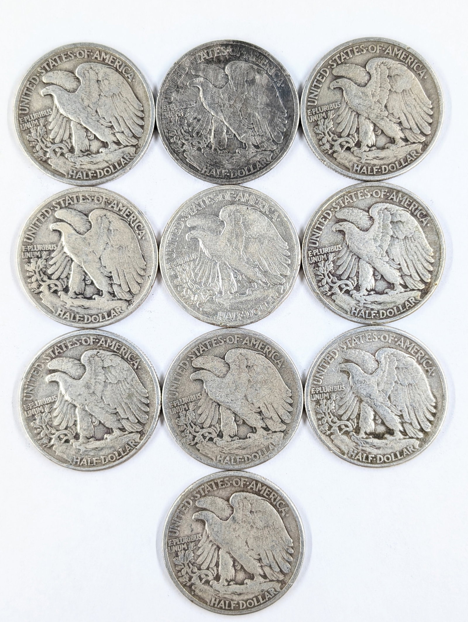 Lot of 10 mixed Dates 30's and 40's Silver Walking Liberty Half Dollars - 2