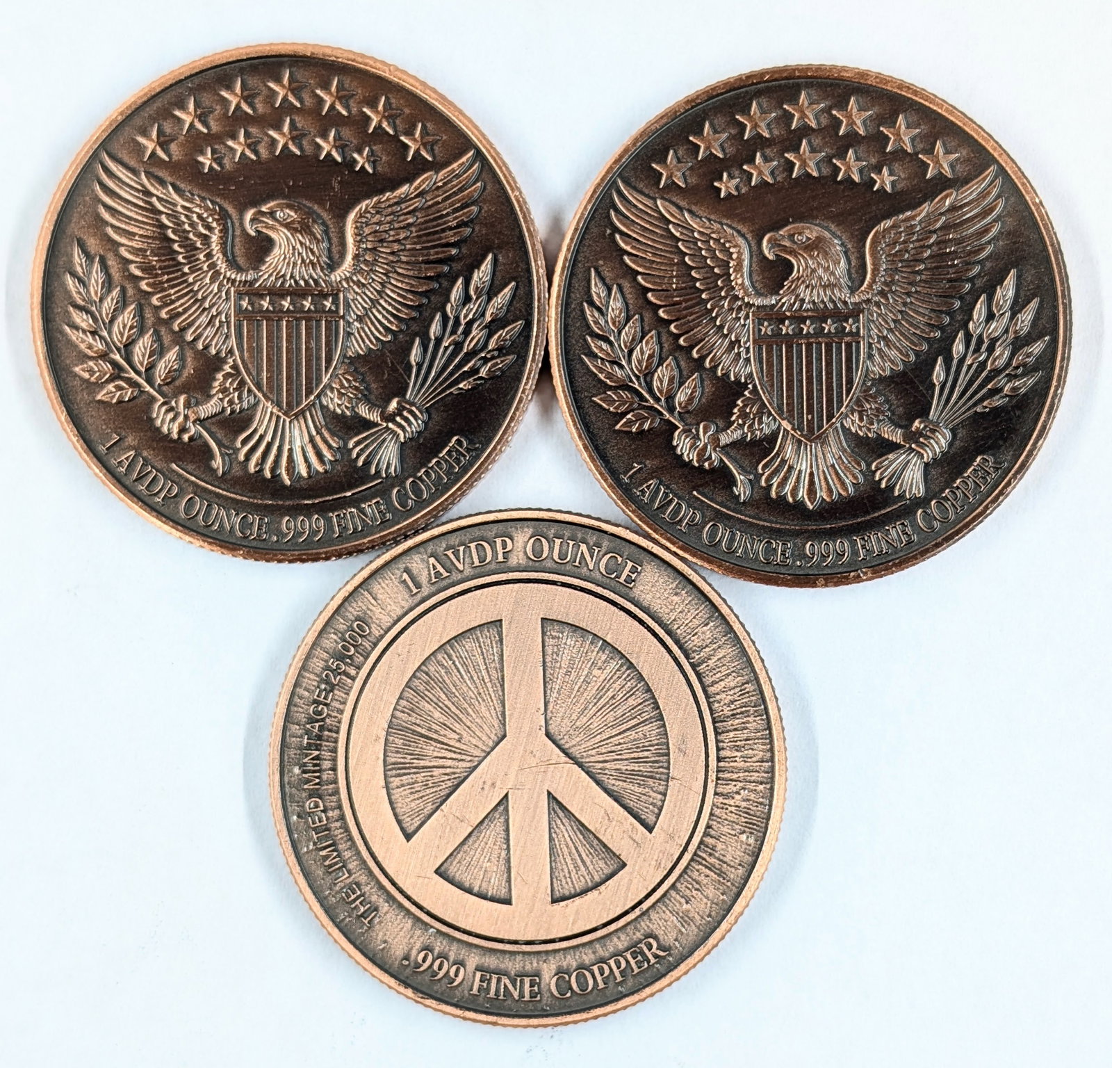 Lot of 3 Colorized Copper Rounds! - 2