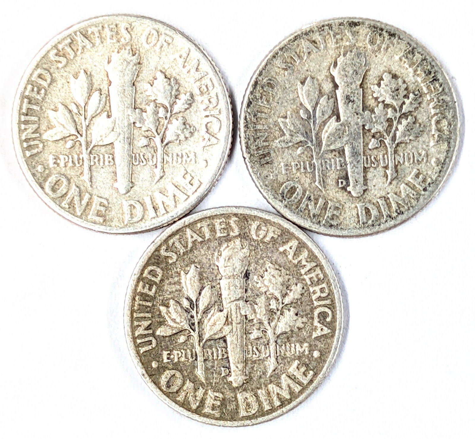 Lot of 3 Silver Roosevelt Dimes - 1946, 1949 and 1953 - 2