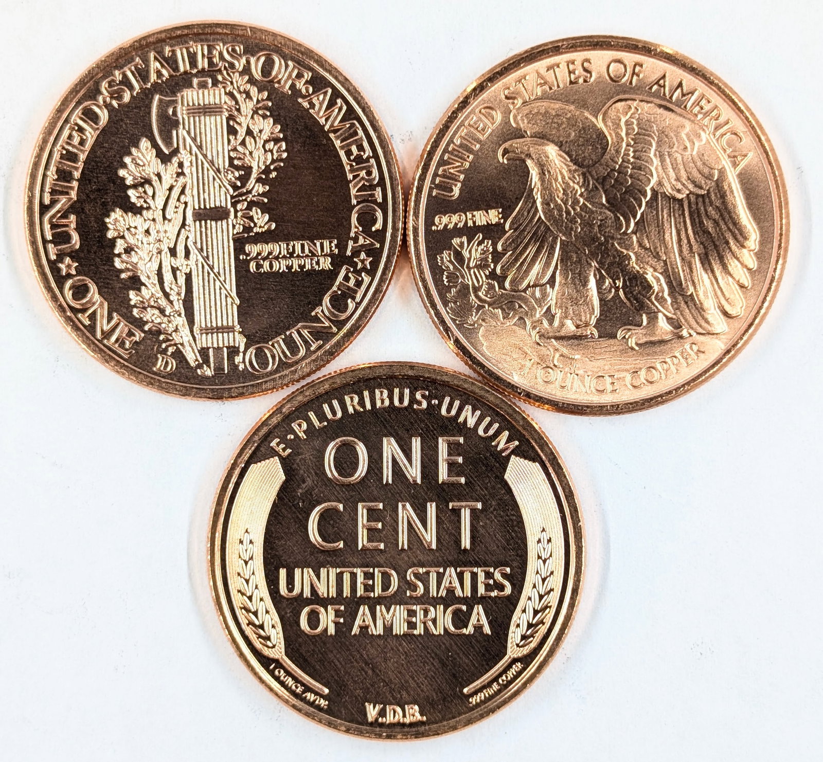Lot of 3 Copper Rounds - Famous Coins - 2
