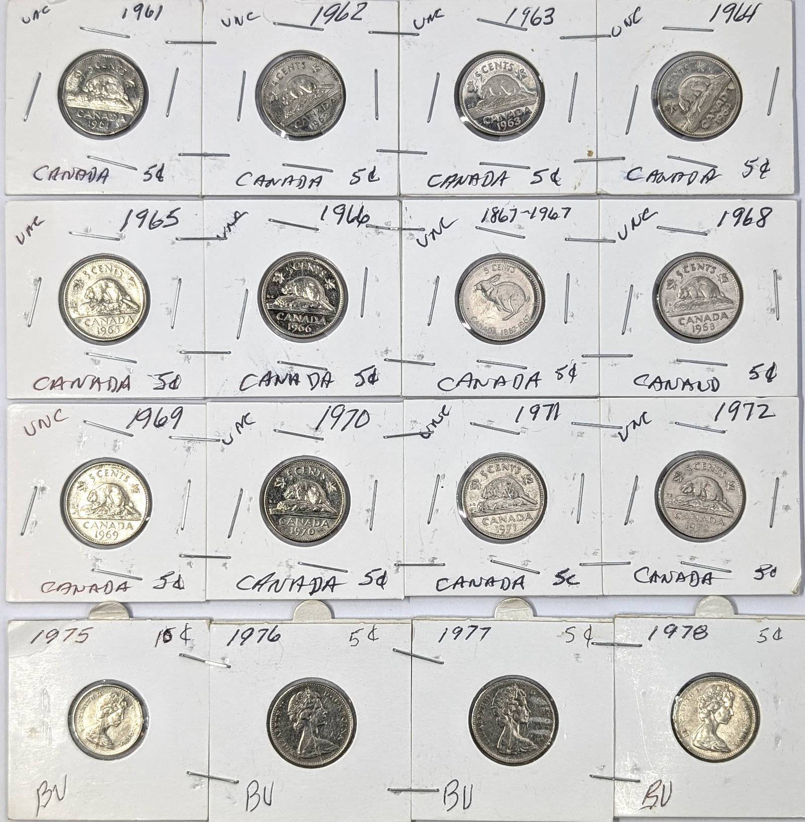 Large Lot of Canadian Nickels- 1961-1978: _