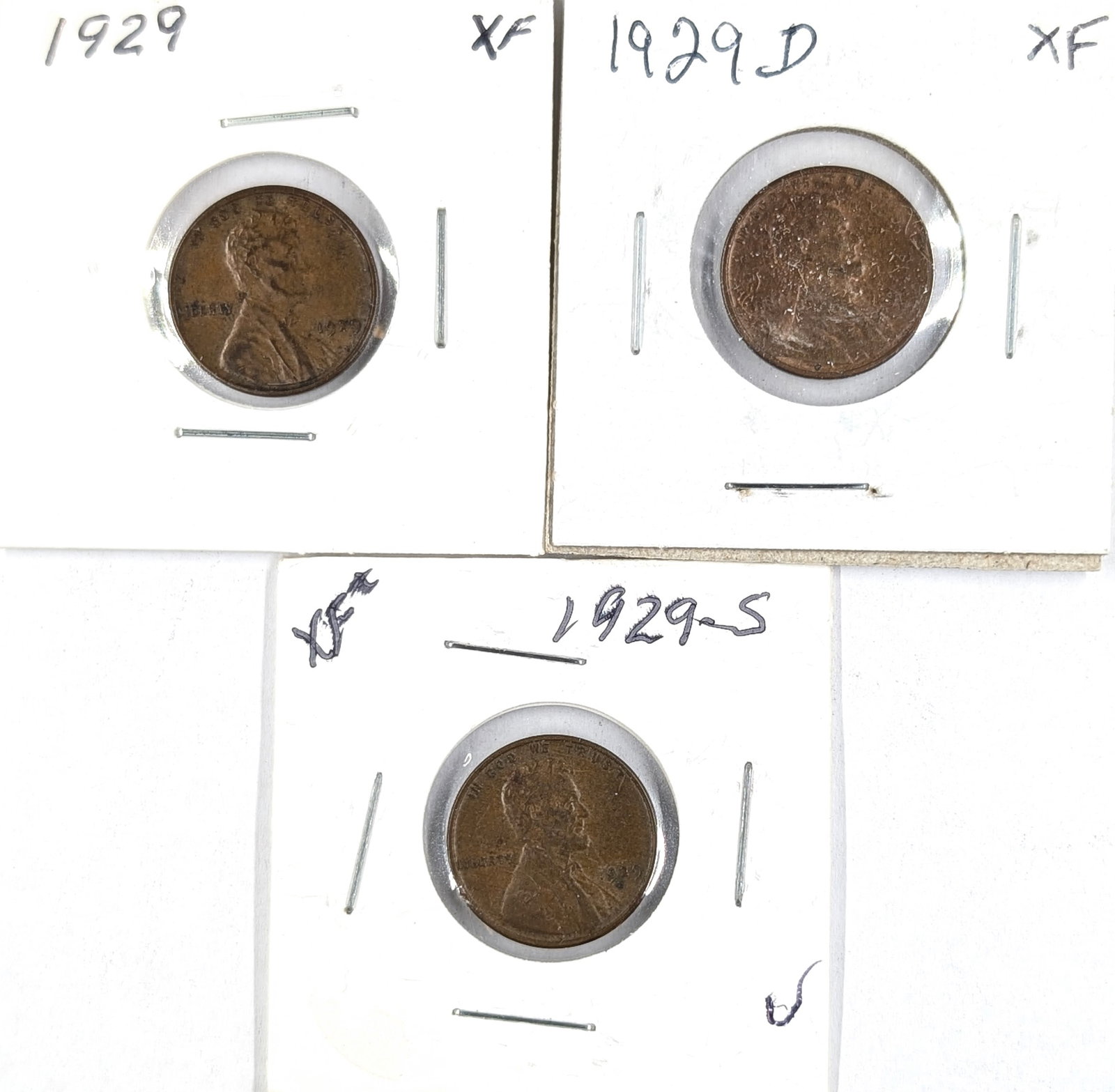 Lot of 3 Wheat Cents- 1929 P/D/S: _