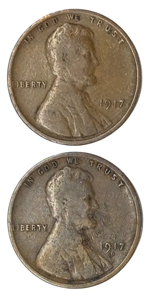 Lot of 2 Wheat Cents- 1917 P/D: _