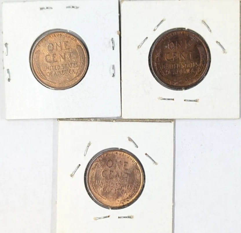 Lot of 3 Wheat Cents- 1939(2), 1938 - 2