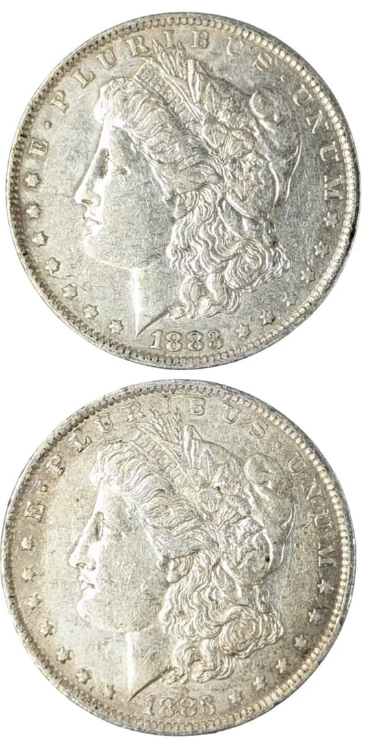 Lot of 2 Morgan Silver Dollars - 1883-O: _