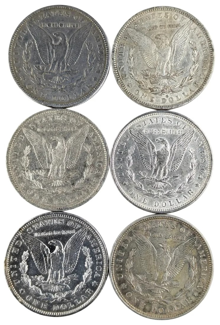 Lot of 6 Morgan Silver Dollars - 1982-1921 - 2