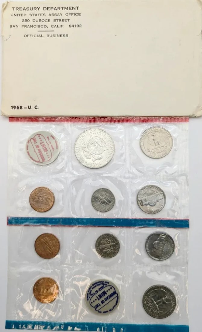 1968 US Uncirculated Set w/ Silver JFK Half - 2